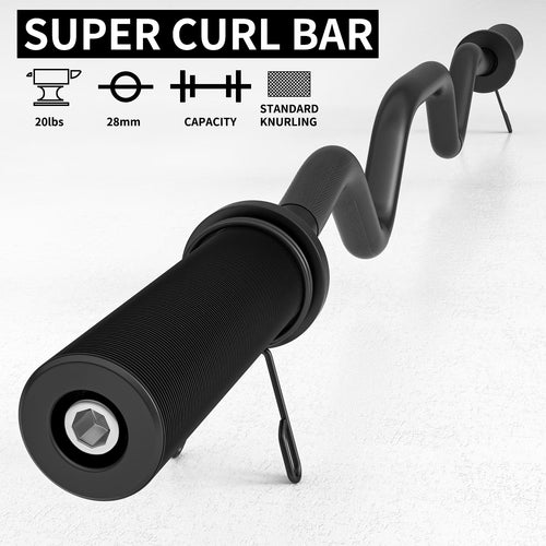48" Olympic Barbell Curl Bar EZ Bar Strength Training Bar Threaded Chrome Barbell Bar for Weightlifting, 440-Pound Capacity, Black