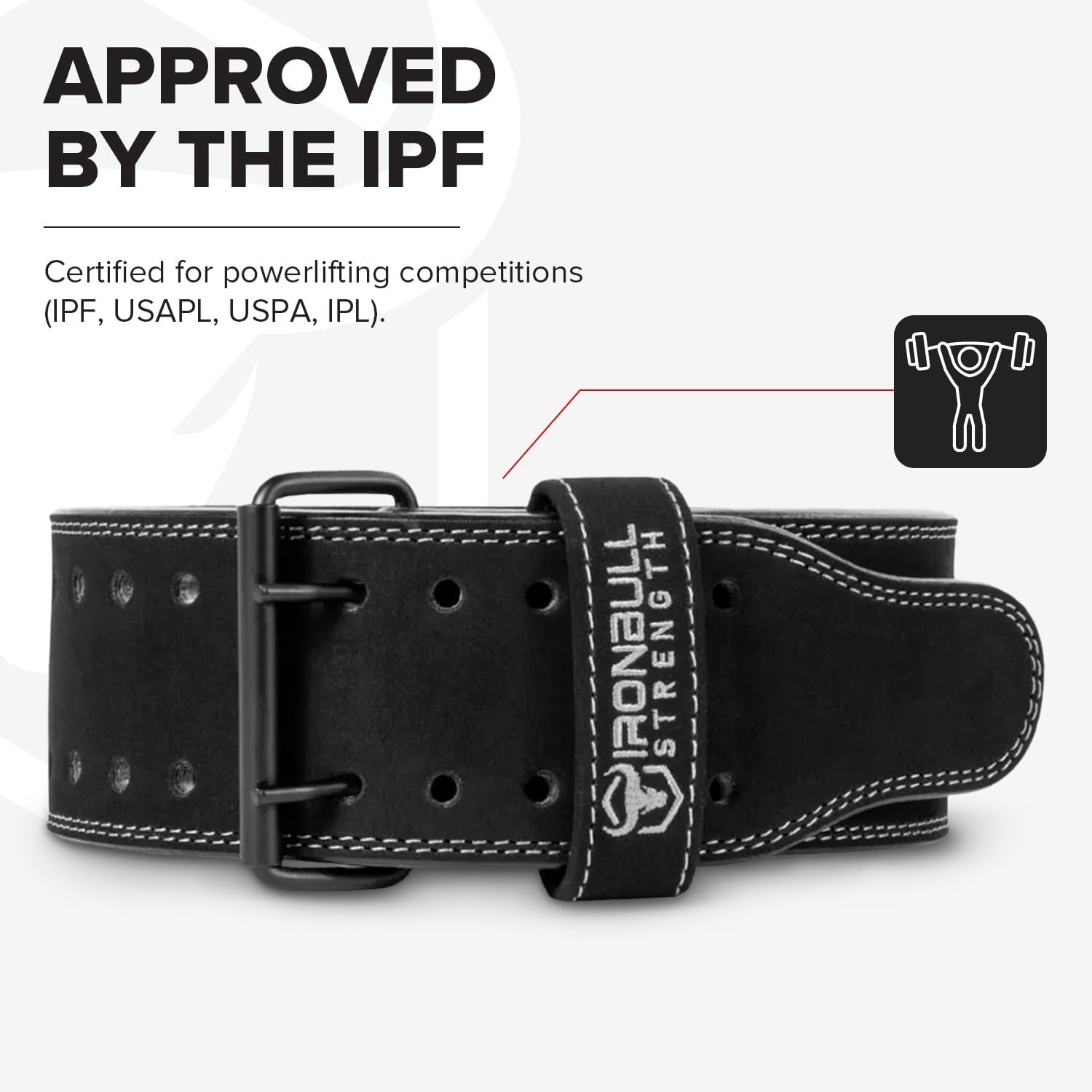 Powerlifting Belt - IPF Approved – Weight Lifting Belt 10Mm - Prong Weightlifting Belt for Squats, Deadlift, and Bench Press – Lifting Belt Leather 4In for Men and Women – Back Brace for Gym, Workout, Strength Training, Strongmen & Power Lift