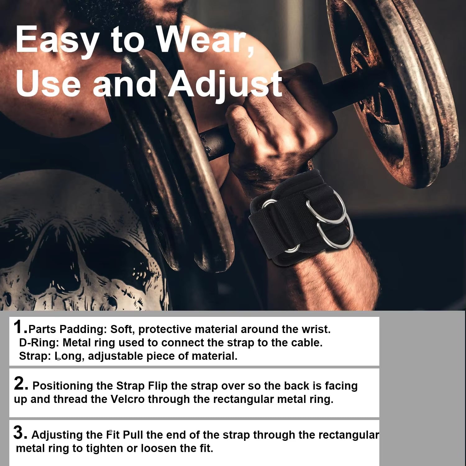 2Pcs Wrist Straps for Weightlifting Weightlifting Straps with D Ring Weight Lifting Straps Deadlift Straps for Gym Straps